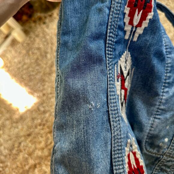 Denim & Supply Ralph Lauren Embroidered Aztec Western Jean Tote Shopper Bag - Picture 15 of 16